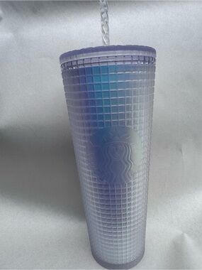 Starbucks Iridescent Lavender & Blue Grid Tumbler